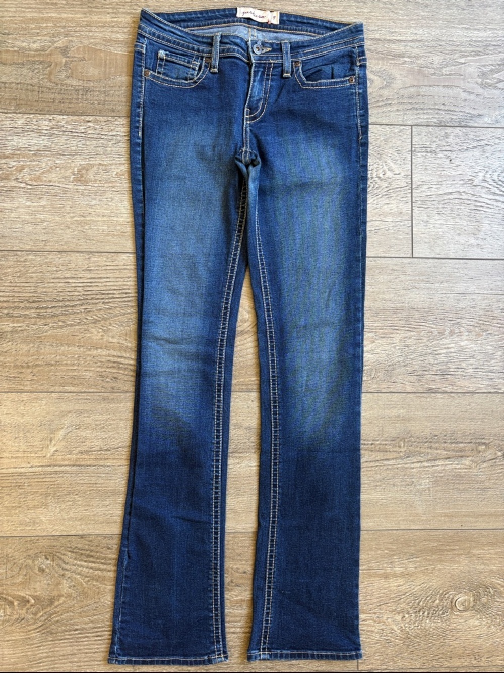 Y2K Vintage Just USA Low Rise Dark Blue Indigo Denim Bootcut Jeans Stretchy